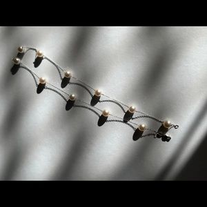 14k White Gold Akoya Pearl Tin Cup Necklace
